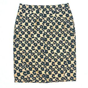 Ann Taylor, Leo Jacquard, gold pencil skirt. 1960’s Mod vibe.